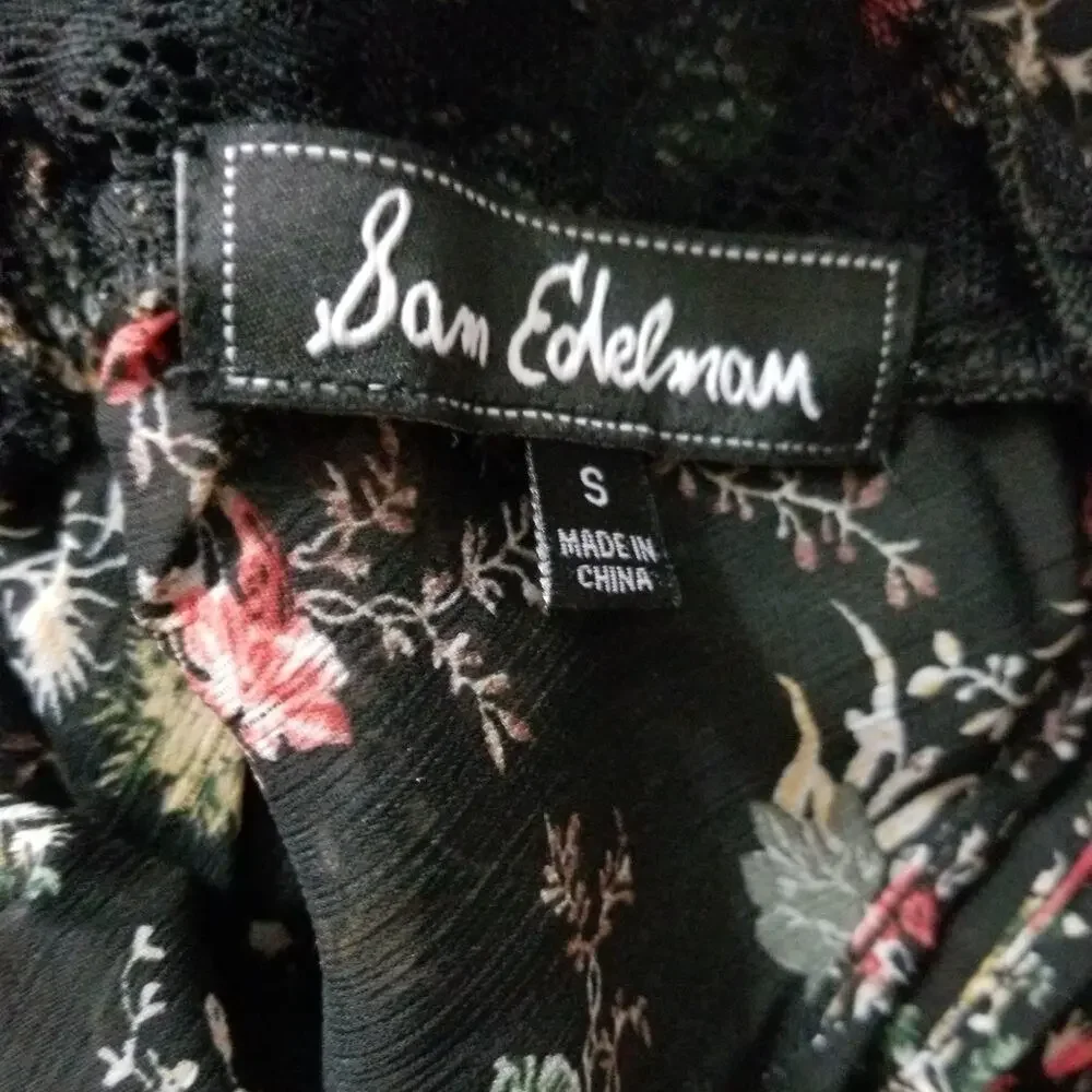 SAM Edelman‎ black floral chemise nightgown size medium new!!!